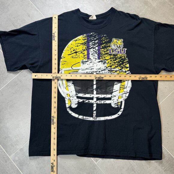 Vintage LSU Tigers Football Helmet Shirt XXL BMOC Y2K Black Rare VGUC - Picture 4 of 5